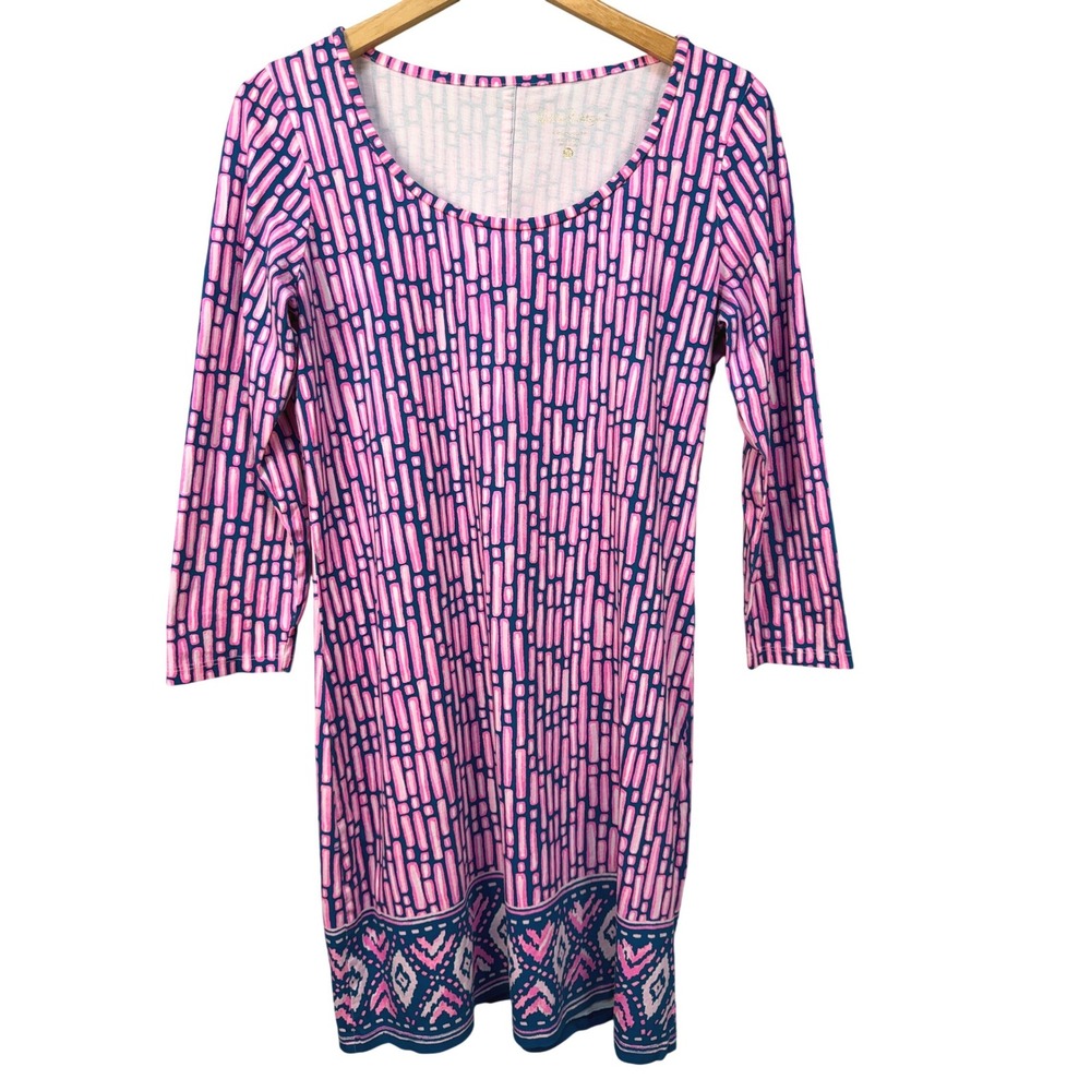 Lilly Pulitzer Beacon Dress Mandevilla Pink Slathouse Stripe Shift Cotton Comfy